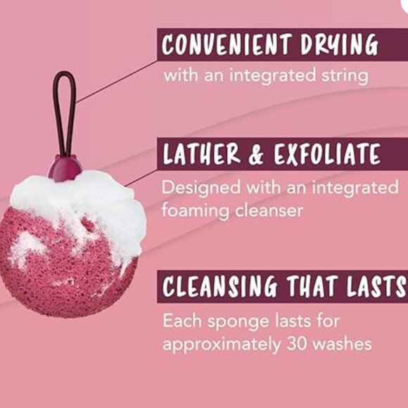 Pink Shower Sponge with Foaming Cleanser Core - Picture 2 of 8